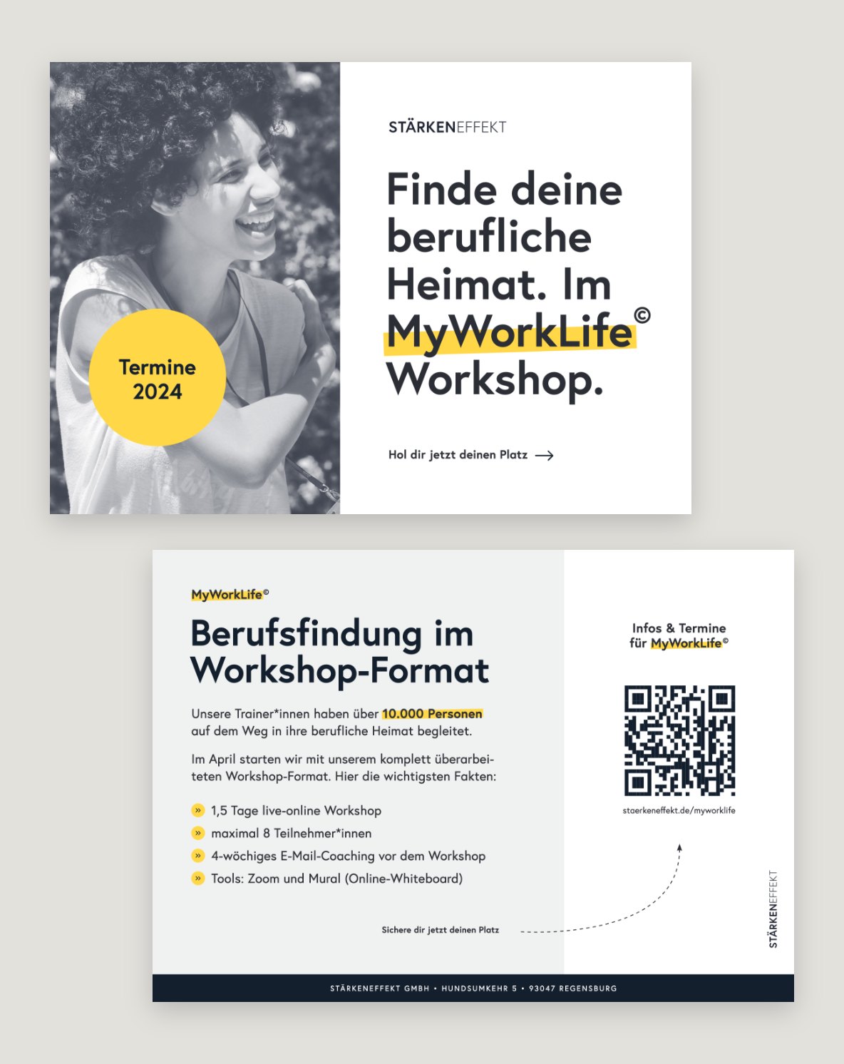 Flyer für den MyWorkLife-Workshop, Vorder- und Rückseite